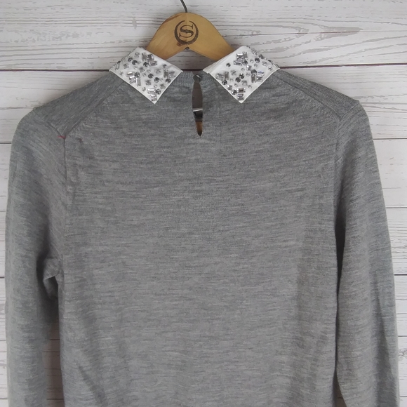 J.Crew Grey 3/4 sleeve removable collar - Picture 8 of 9